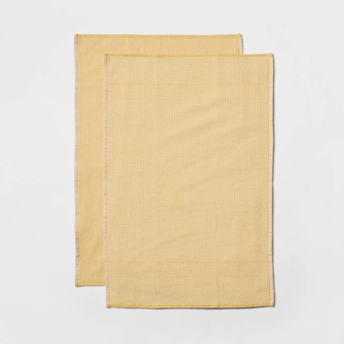2pk Cotton Waffle Terry Kitchen Towels Yellow - Threshold