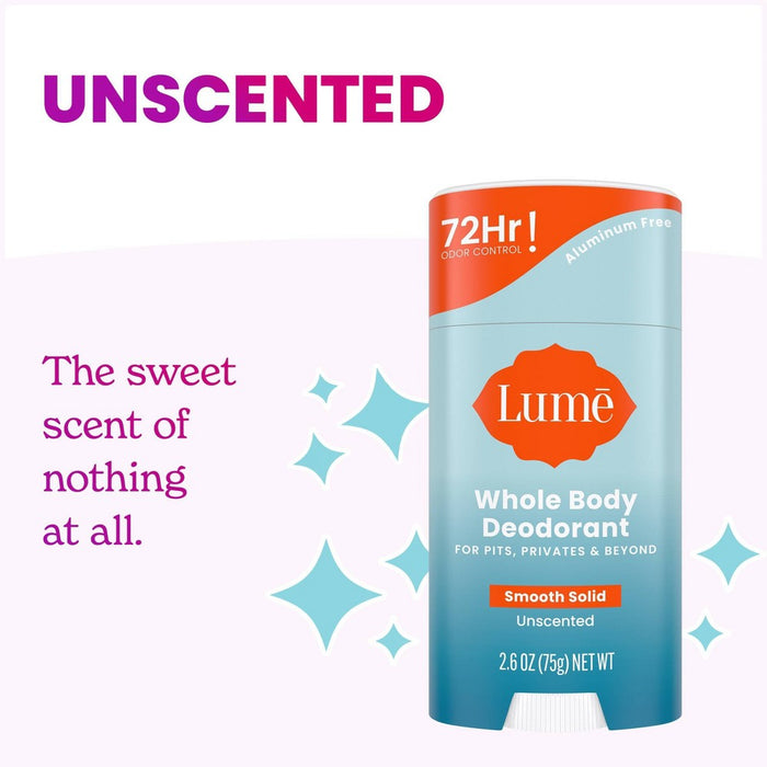 Lume Whole Body Smooth Solid Deodorant Stick - Unscented - 2.6oz