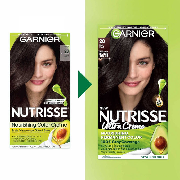 Garnier Nutrisse Nourishing Permanent Hair Color Creme - 20 Soft Black