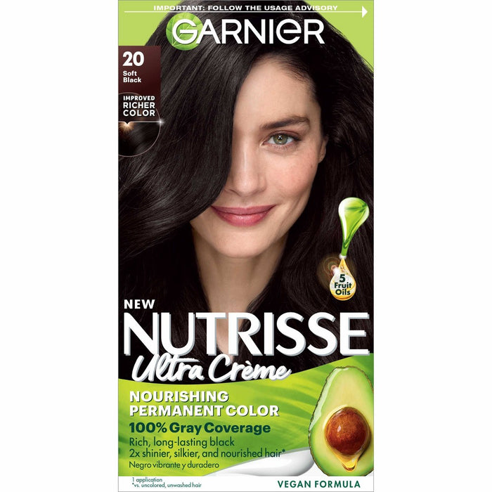 Garnier Nutrisse Nourishing Permanent Hair Color Creme - 20 Soft Black