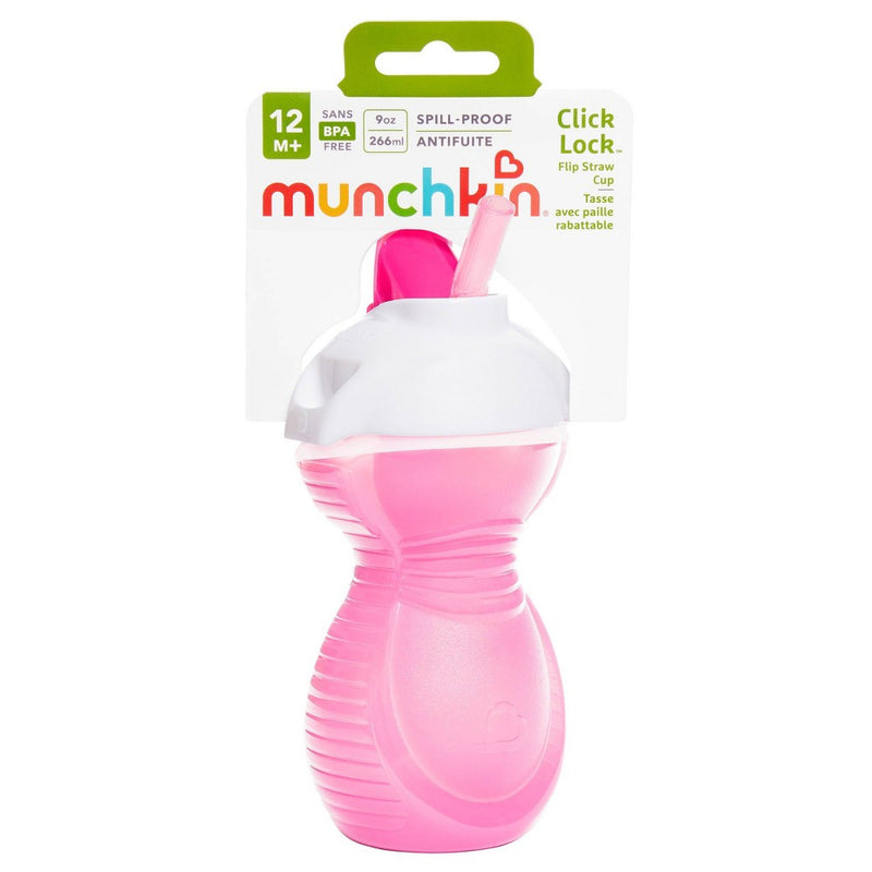 Munchkin Click Lock Flip Straw Cup - Pink - 9oz