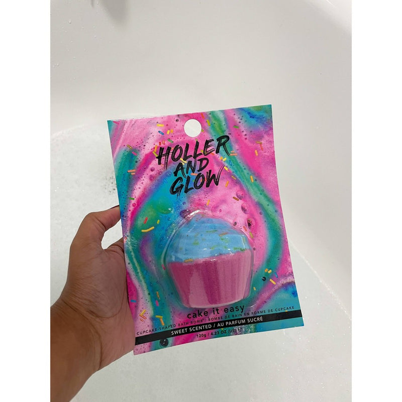 Holler and Glow Cake It Easy Cupcake Shaped Scented Bath Bomb - 4.23oz
