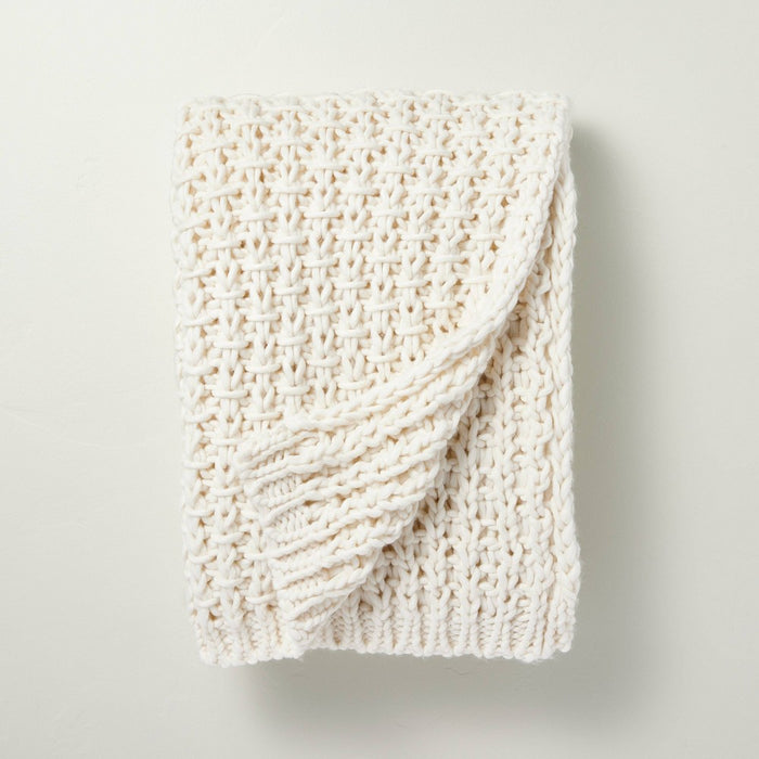 Chunky Knit Throw Blanket Cream - Hearth & Hand with Magnolia