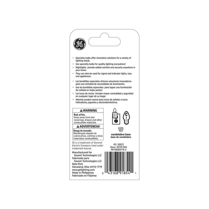 GE 4w 4pk Nightlight Incandescent Light Bulb Clear