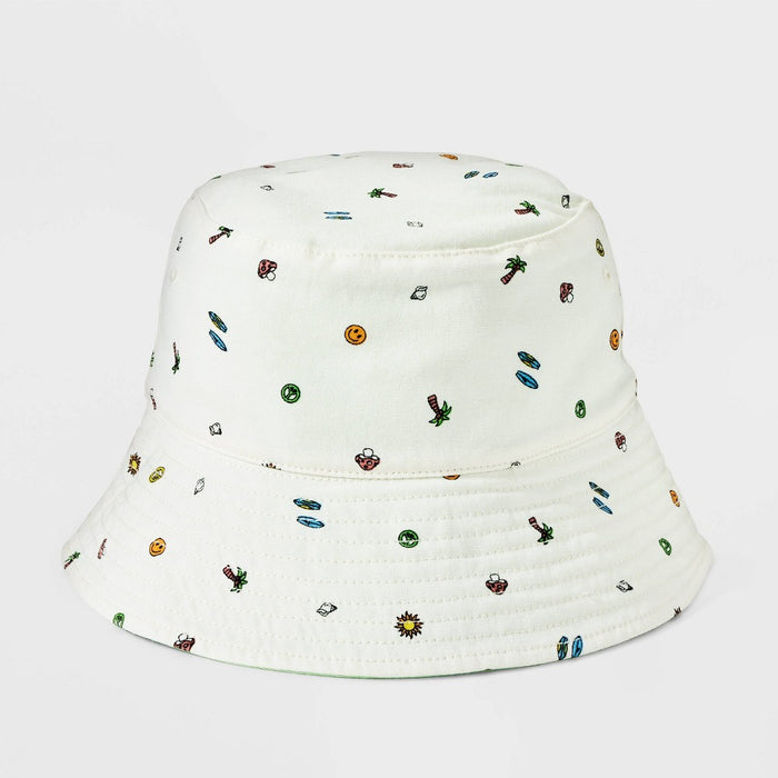 Girls' Reversible Icon Print Bucket Hat - art class Cream