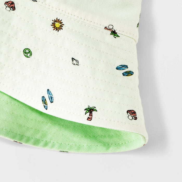 Girls' Reversible Icon Print Bucket Hat - art class Cream