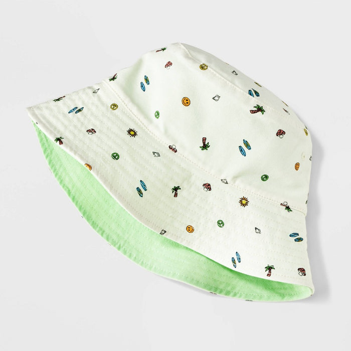 Girls' Reversible Icon Print Bucket Hat - art class Cream