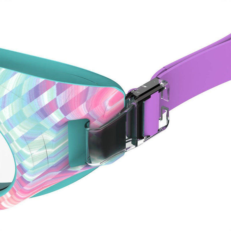 Speedo Jr Glide Print Swim Goggles - Pink/Blue/Purple Checkered