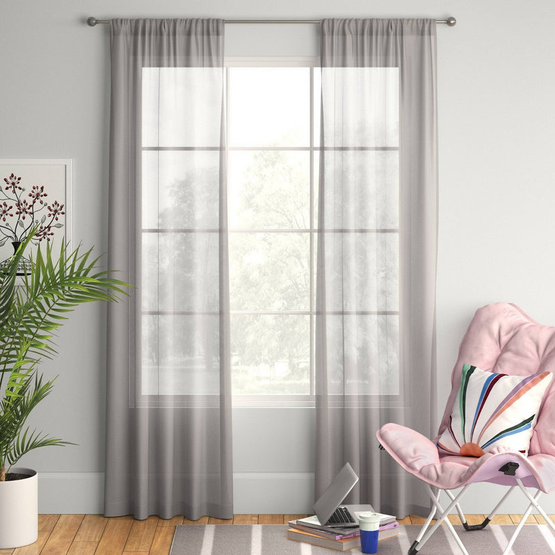 1pc 60"x63" Sheer Voile Window Curtain Panel Gray - Room Essentials