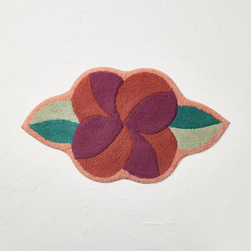 Seasons Go Around Flower Shaped Bath Rug Rose Red - Opalhouse Designed with Jungalow