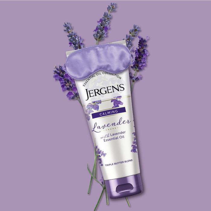 Jergens Lavender Triple Butter Blend Hand and Body Lotion, with Essential Oils, Calming, Nourish Skin - 7 fl oz