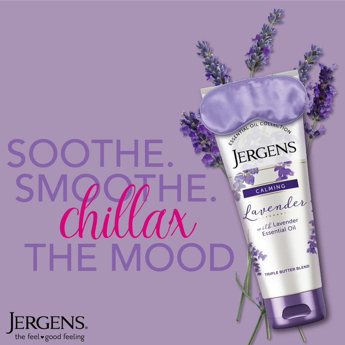 Jergens Lavender Triple Butter Blend Hand and Body Lotion, with Essential Oils, Calming, Nourish Skin - 7 fl oz