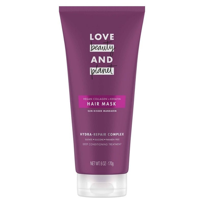 Love Beauty and Planet Sun Kiss Mandarin Hair Mask Deep Conditioning Treatment Vegan Collagen + Keratin - 6oz