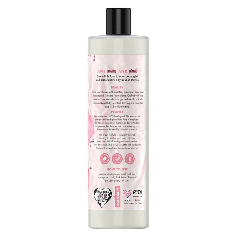 Love Beauty and Planet Rose Water & Niacinamide Nourish & Illuminate Body Wash - 20 fl oz