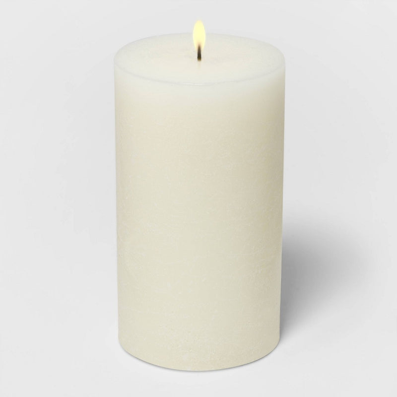 7" x 4" Pillar Candle Soft Cotton White - Threshold