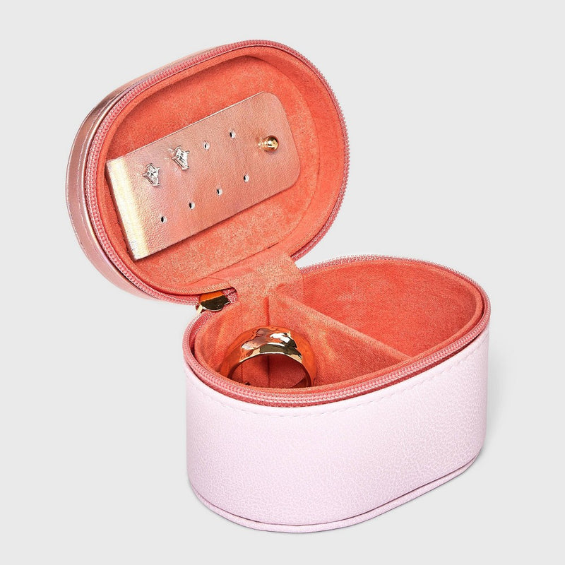 Small Pill Shaped Case Jewelry Box - A New Day Iridescent Pink