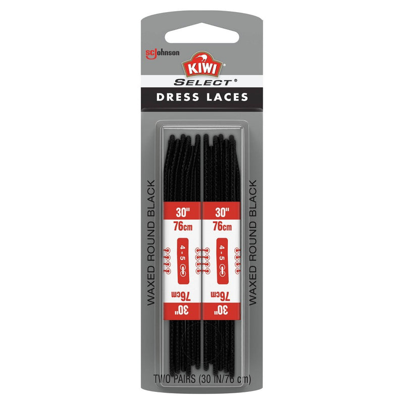 KIWI Select Round Waxed Dress Laces - Black 30in