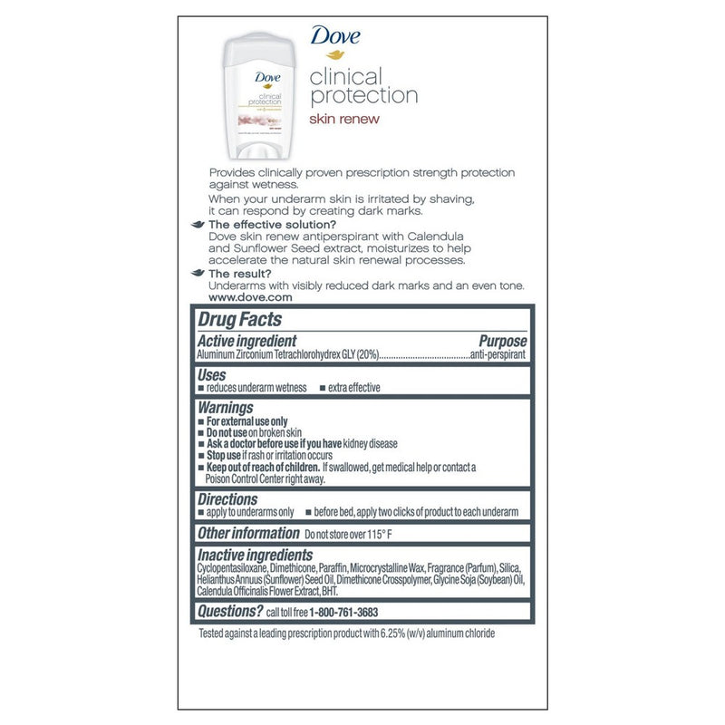 Dove Beauty Clinical Protection Skin Renew Women's Antiperspirant & Deodorant Stick - 1.7oz