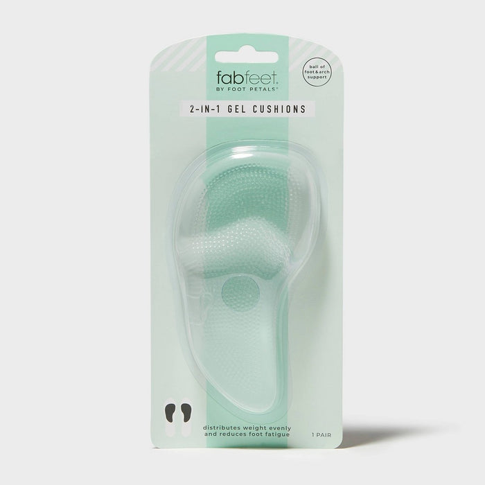 Fab Feet Women's by Foot Petals Gel 2-in-1 Ball of Foot/Arch Support Shoe Cushions Clear - 1 pair