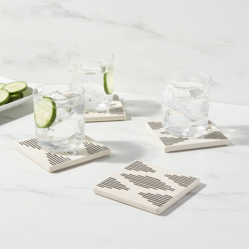 4pk Stoneware Modern Diamond Coasters - Threshold