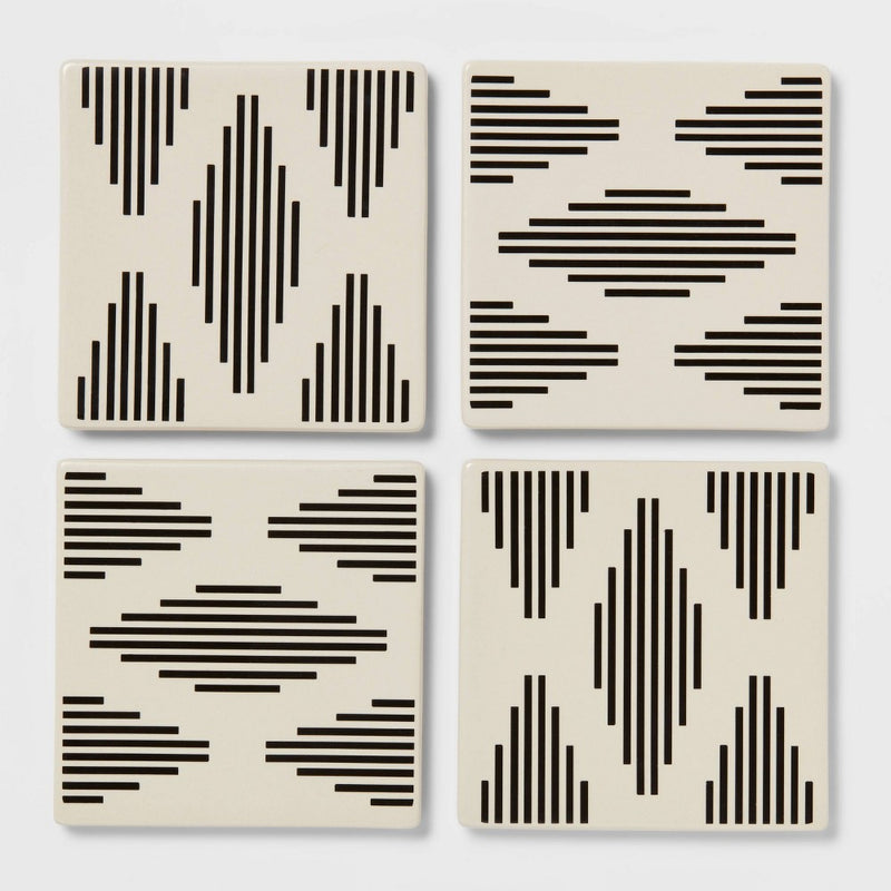 4pk Stoneware Modern Diamond Coasters - Threshold
