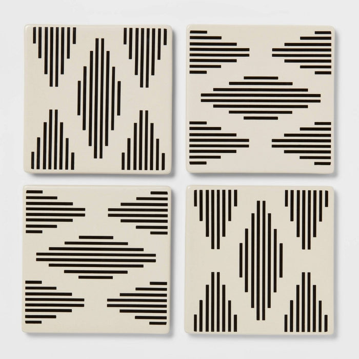 4pk Stoneware Modern Diamond Coasters - Threshold
