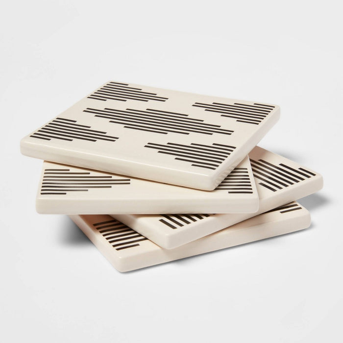 4pk Stoneware Modern Diamond Coasters - Threshold