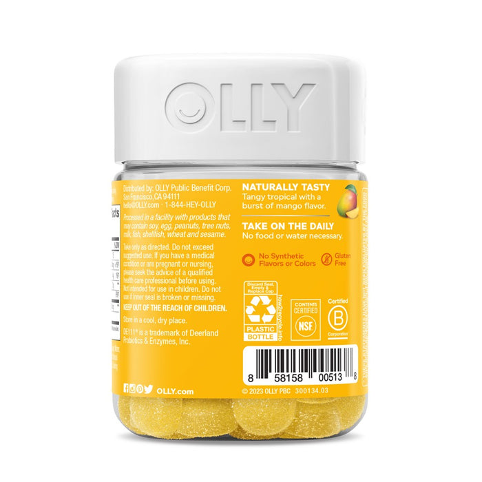 OLLY Probiotic Chewable Gummies for Immune and Digestive Support - Tropical Mango - 50ct