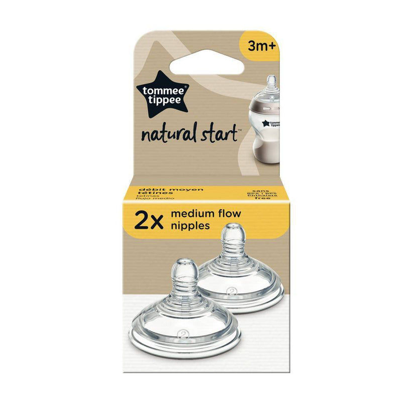 Tommee Tippee Natural Start Medium Flow Baby Bottle Nipples - 2pk