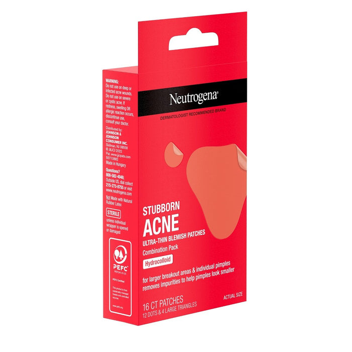 Neutrogena Stubborn Acne Ultra-Thin Blemish Hydrocolloid Patches, Combination Pack - 16 Patches