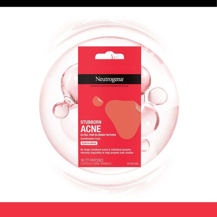 Neutrogena Stubborn Acne Ultra-Thin Blemish Hydrocolloid Patches, Combination Pack - 16 Patches