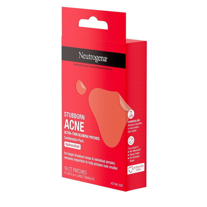 Neutrogena Stubborn Acne Ultra-Thin Blemish Hydrocolloid Patches, Combination Pack - 16 Patches