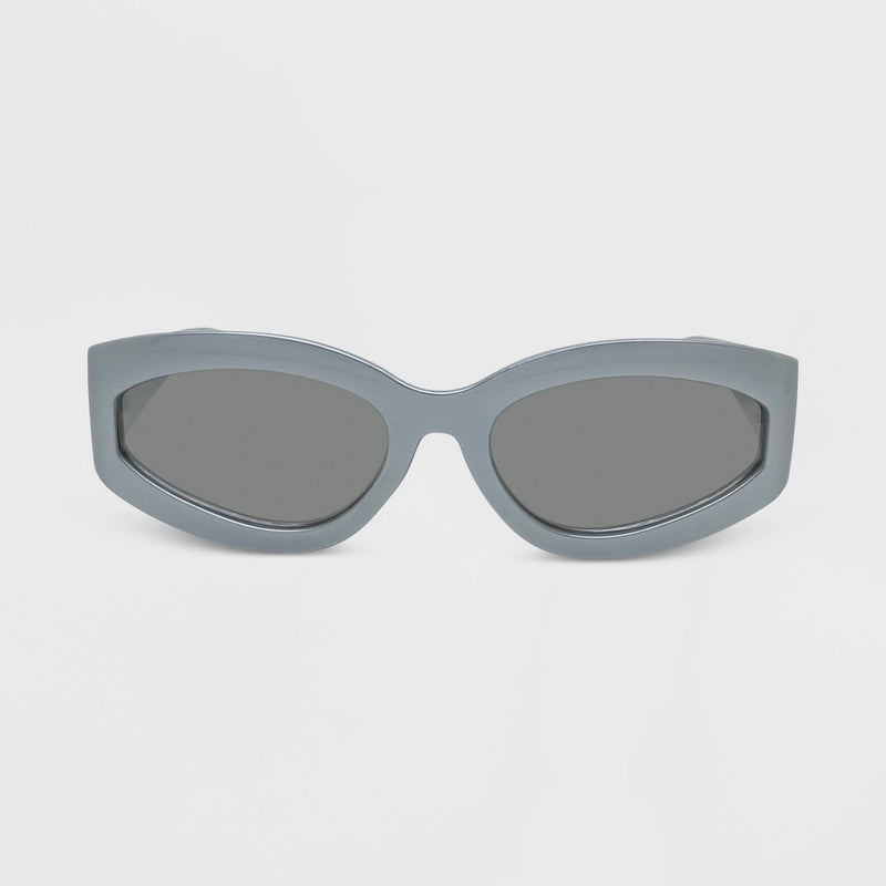 Women's Plastic Pearlized Wrap Rectangle Sunglasses - Wild Fable Silver