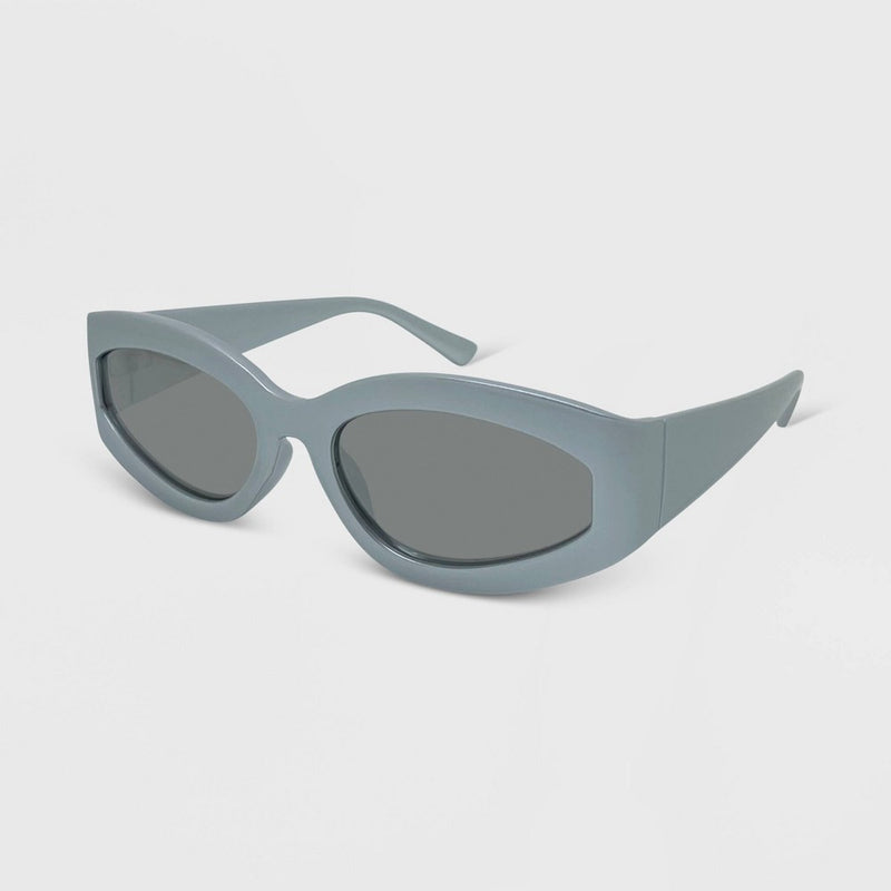 Women's Plastic Pearlized Wrap Rectangle Sunglasses - Wild Fable Silver