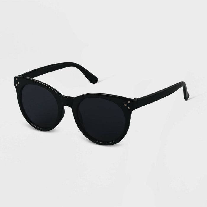 Women's Plastic Round Sunglasses - A New Day Black