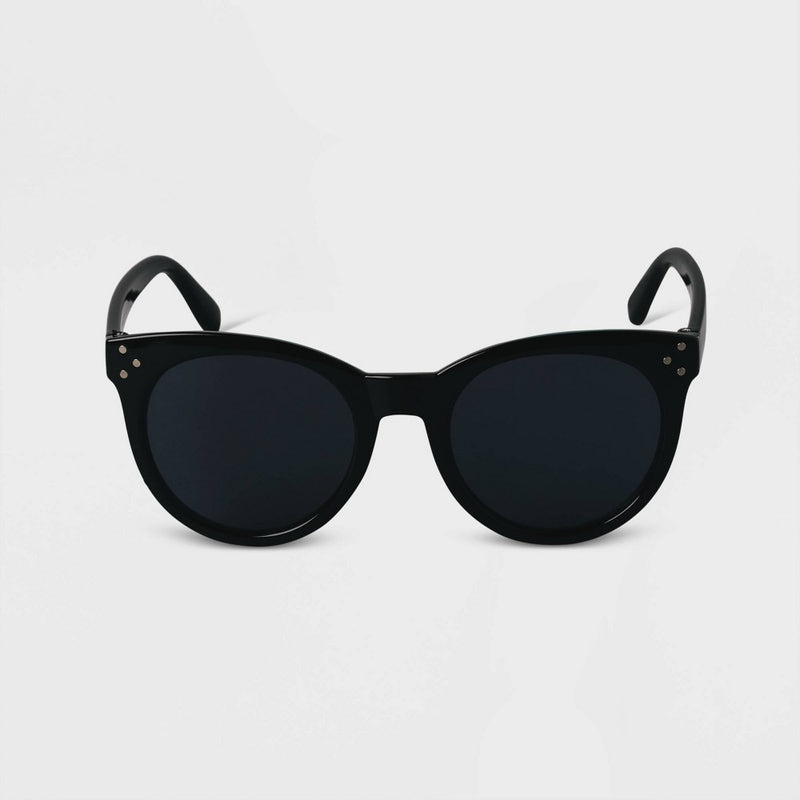 Women's Plastic Round Sunglasses - A New Day Black