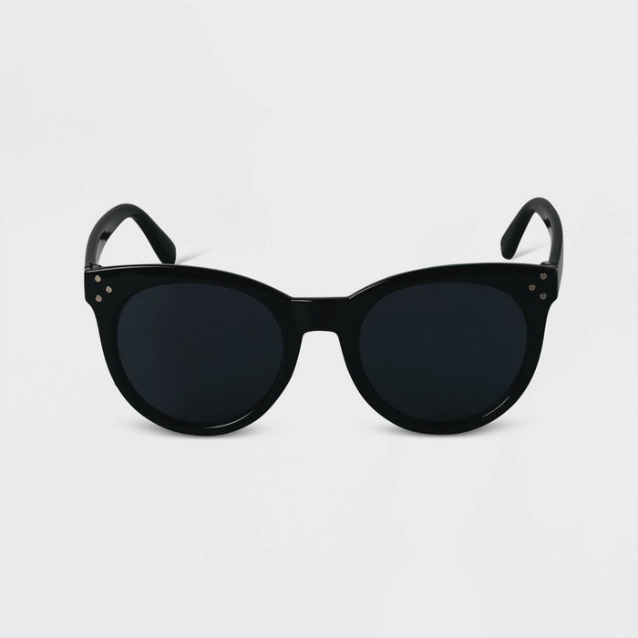 Women's Plastic Round Sunglasses - A New Day Black