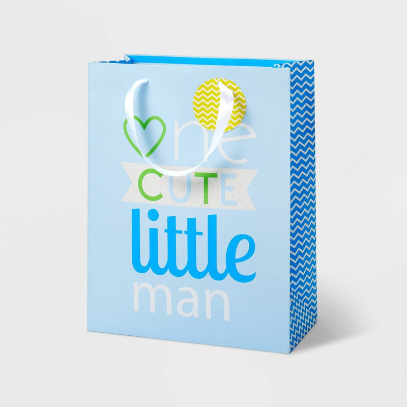 Medium 'One Cute Little' Baby Shower Gift Bag Blue - Spritz