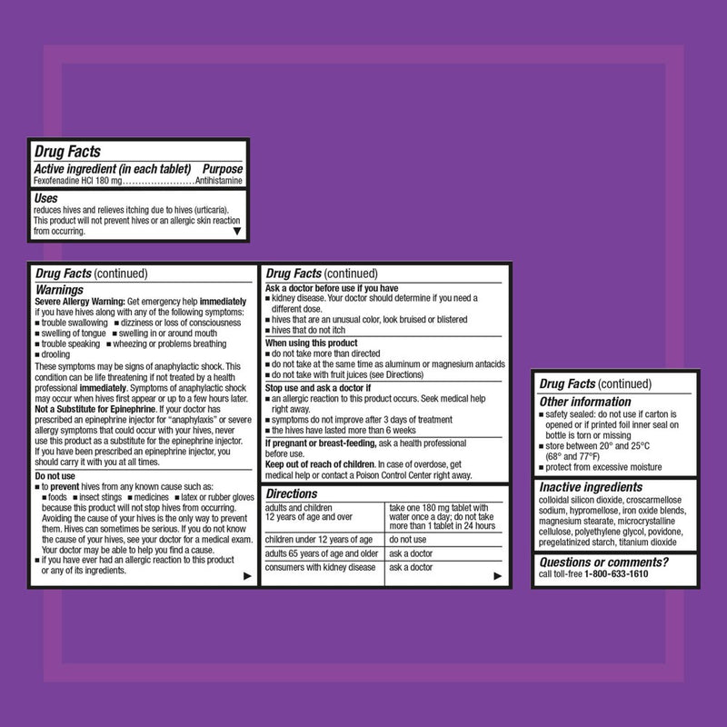 Allegra Adult Hives Relief Fexofenadine 180mg Tablets - 30ct