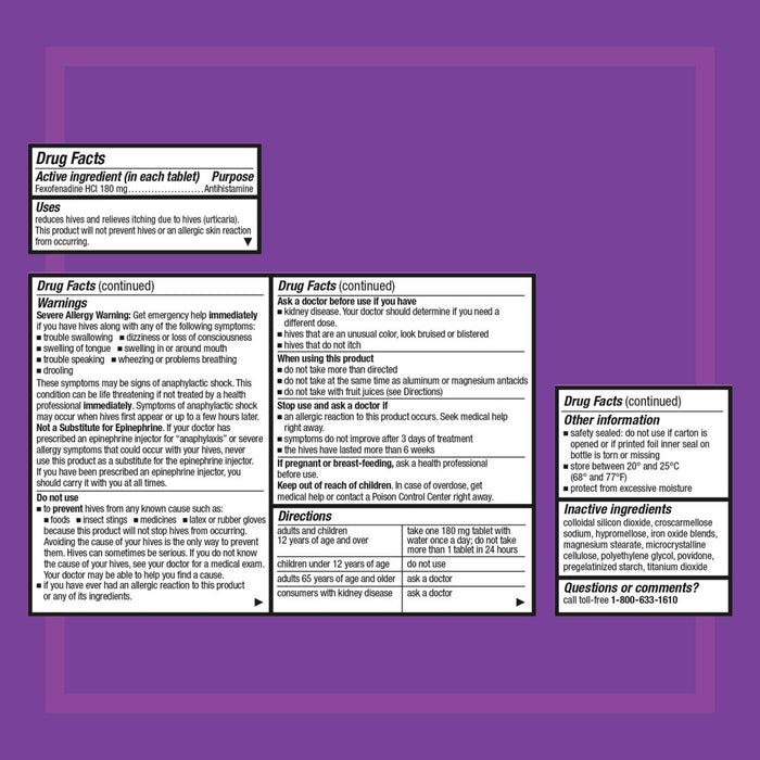 Allegra Adult Hives Relief Fexofenadine 180mg Tablets - 30ct
