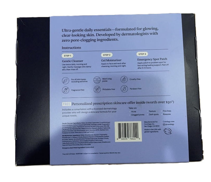 Curology Skincare Starter Set, Gentle Essentials Kit for All Skin Types - 3ct