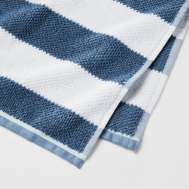 Striped Kids' Hand Towel Navy with SILVADUR Antimicrobial Technology - Pillowfort