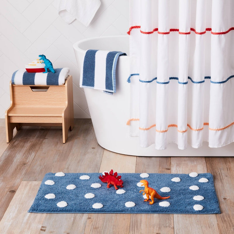 Striped Kids' Hand Towel Navy with SILVADUR Antimicrobial Technology - Pillowfort