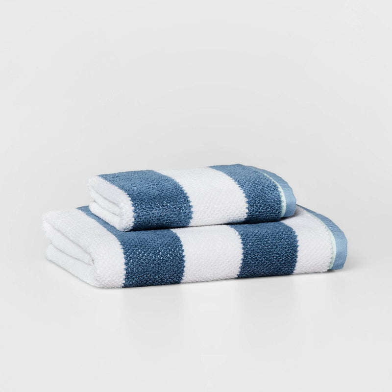 Striped Kids' Hand Towel Navy with SILVADUR Antimicrobial Technology - Pillowfort