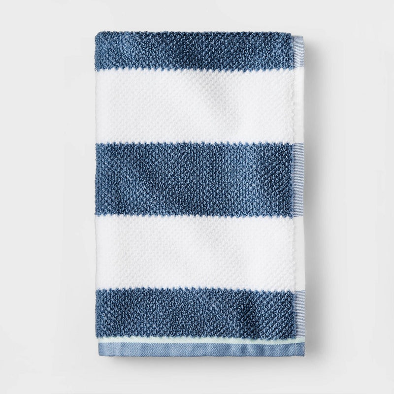 Striped Kids' Hand Towel Navy with SILVADUR Antimicrobial Technology - Pillowfort