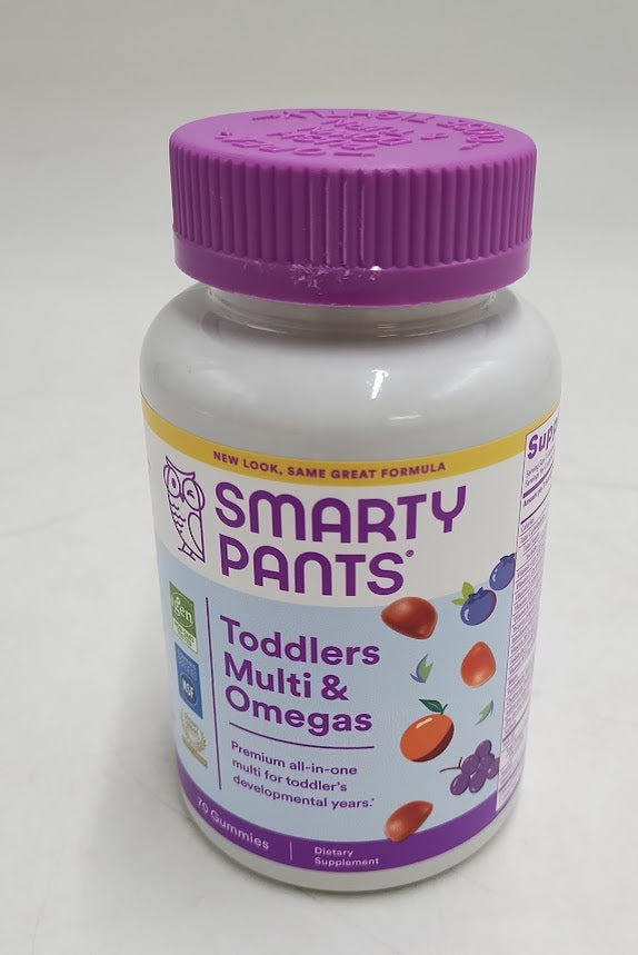 SmartyPants Toddler Multi & Omega 3 Fish Oil Gummy Vitamins with D3, C & B12 - 70 ct EXP 02/2026