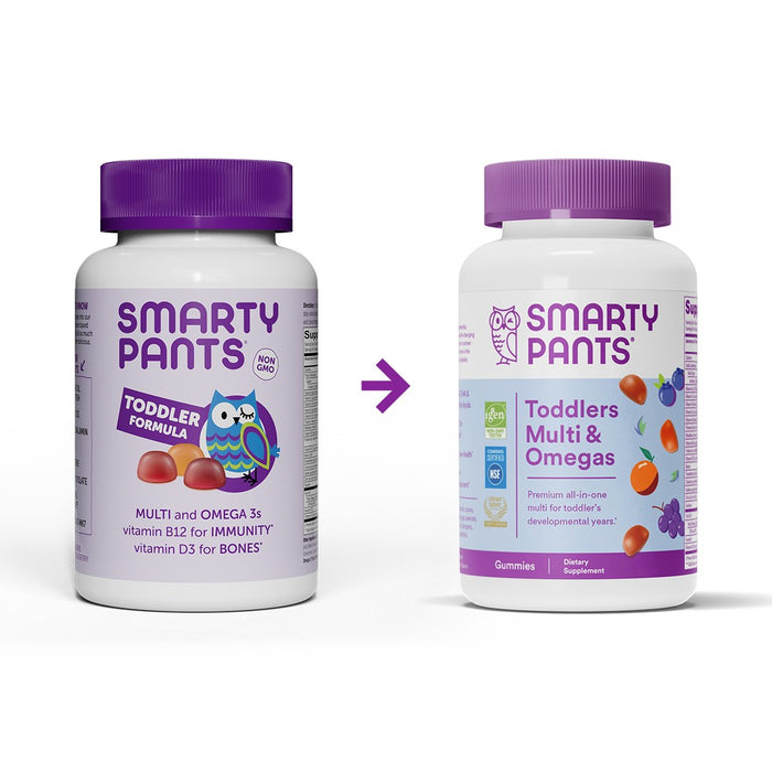 SmartyPants Toddler Multi & Omega 3 Fish Oil Gummy Vitamins with D3, C & B12 - 70 ct