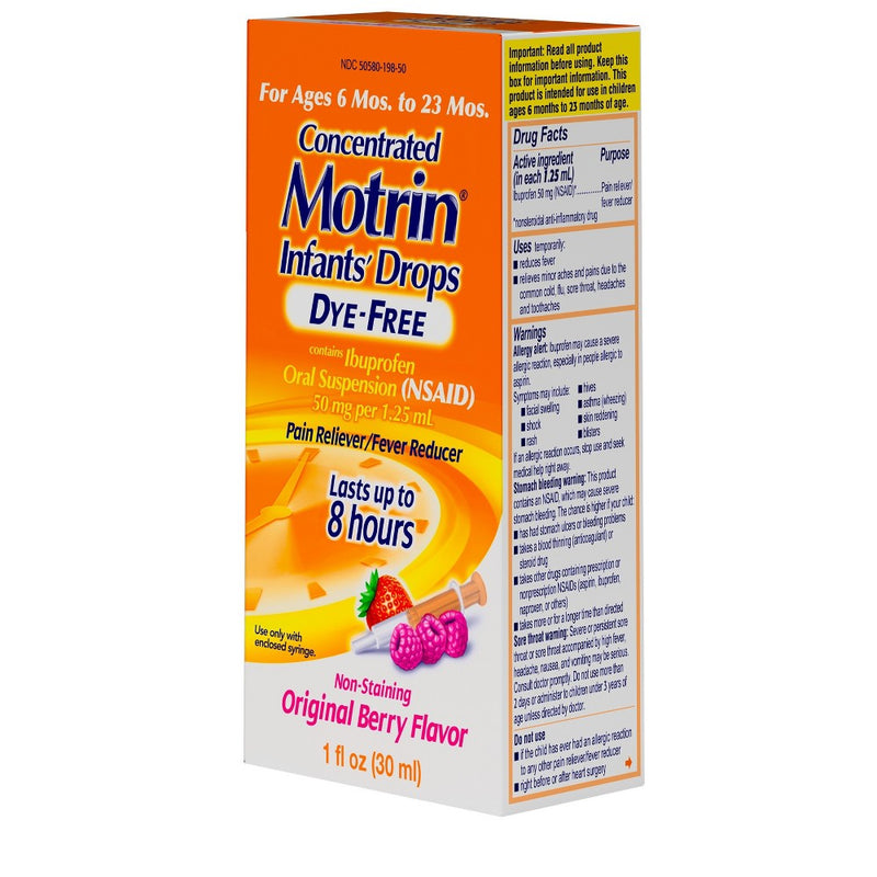 Infants' Motrin Dye-Free Pain Reliever/Fever Reducer Liquid Drops - Ibuprofen (NSAID) - Berry - 1 fl oz