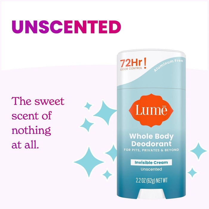 Lume Invisible Cream Deodorant Stick - Unscented - 2.2oz