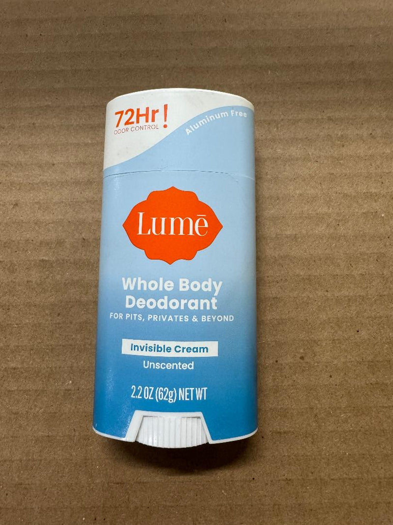 Lume Invisible Cream Deodorant Stick - Unscented - 2.2oz